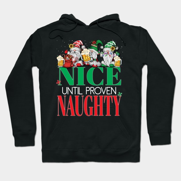 Funny Nice Until Proven Naughty Santa's Beers Christmas Cheers Xmas Party Pajama Hoodie by Envision Styles